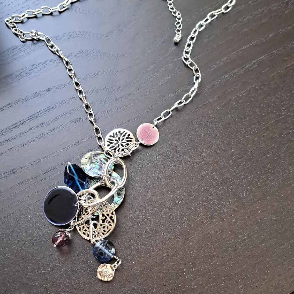 Lia Sophia Silver and Blue Pendant Necklace